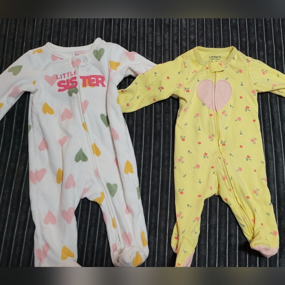 2-Carters Footie PJs. NWOT. Super Warm And Soft Materials. 0-3 mo.